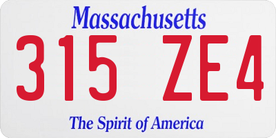 MA license plate 315ZE4