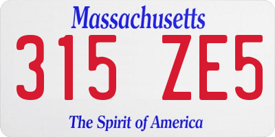 MA license plate 315ZE5