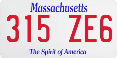 MA license plate 315ZE6