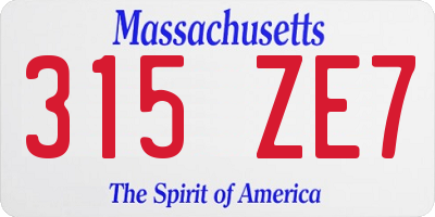 MA license plate 315ZE7