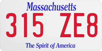 MA license plate 315ZE8
