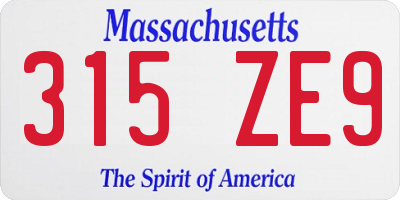 MA license plate 315ZE9