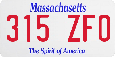 MA license plate 315ZF0