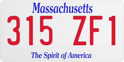 MA license plate 315ZF1