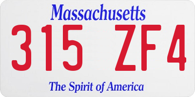 MA license plate 315ZF4
