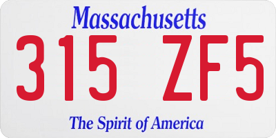 MA license plate 315ZF5