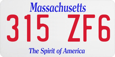 MA license plate 315ZF6