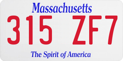 MA license plate 315ZF7