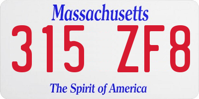 MA license plate 315ZF8