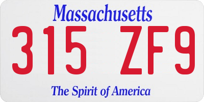 MA license plate 315ZF9