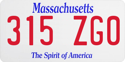 MA license plate 315ZG0
