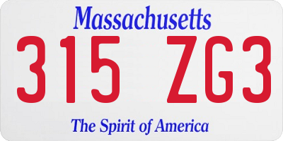 MA license plate 315ZG3
