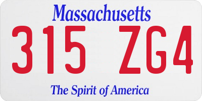 MA license plate 315ZG4