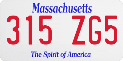 MA license plate 315ZG5