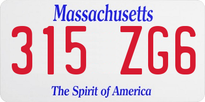 MA license plate 315ZG6