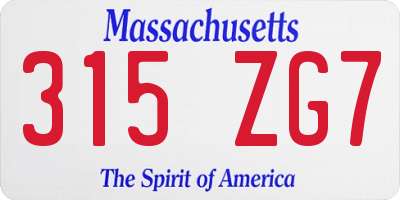 MA license plate 315ZG7