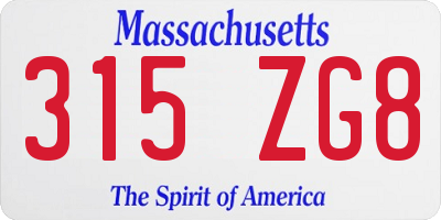 MA license plate 315ZG8