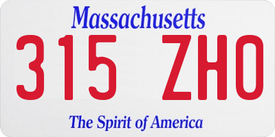 MA license plate 315ZH0