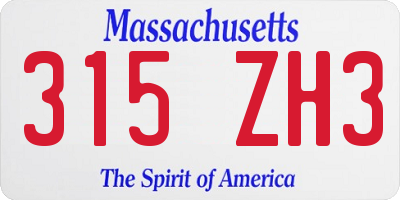 MA license plate 315ZH3