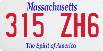 MA license plate 315ZH6