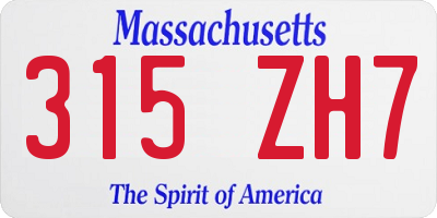 MA license plate 315ZH7