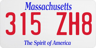 MA license plate 315ZH8