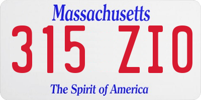 MA license plate 315ZI0
