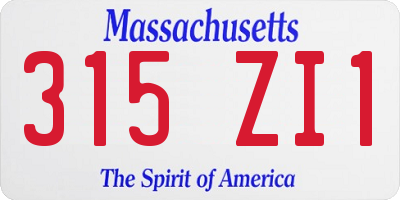MA license plate 315ZI1