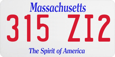 MA license plate 315ZI2