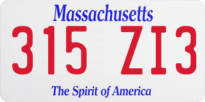 MA license plate 315ZI3