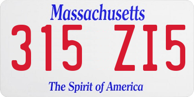 MA license plate 315ZI5