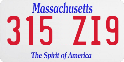 MA license plate 315ZI9