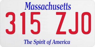 MA license plate 315ZJ0
