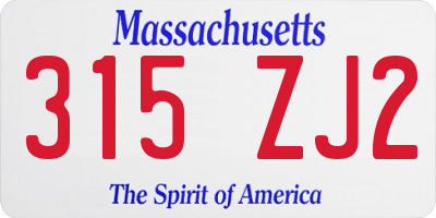 MA license plate 315ZJ2
