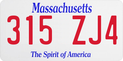 MA license plate 315ZJ4