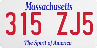 MA license plate 315ZJ5
