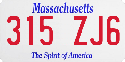 MA license plate 315ZJ6
