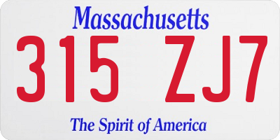 MA license plate 315ZJ7