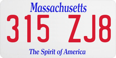 MA license plate 315ZJ8