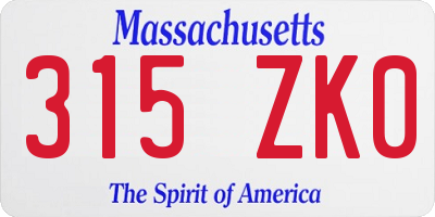 MA license plate 315ZK0