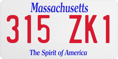 MA license plate 315ZK1