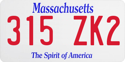 MA license plate 315ZK2