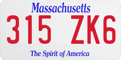 MA license plate 315ZK6