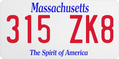 MA license plate 315ZK8