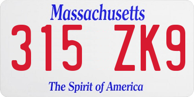 MA license plate 315ZK9