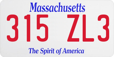 MA license plate 315ZL3