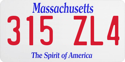 MA license plate 315ZL4