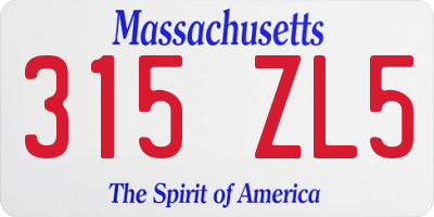 MA license plate 315ZL5