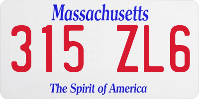 MA license plate 315ZL6