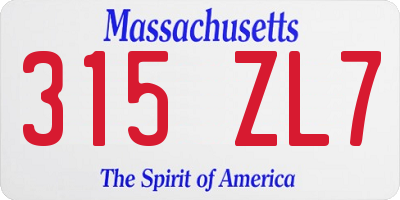 MA license plate 315ZL7